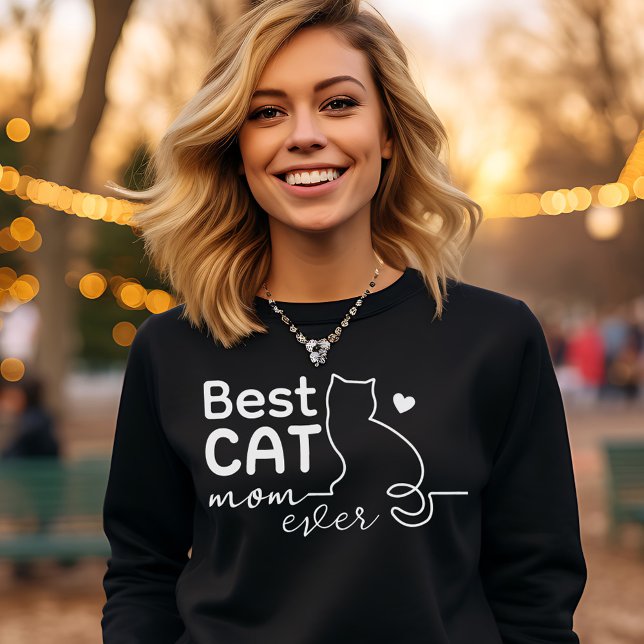 Simple Cute Funny Black and White Cat Lover Mom T Shirt (Skapare uppladdad)