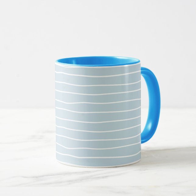 Simple Cute Light Blue Water Texture Wavy Stripe Mugg (Framsida höger)