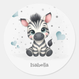 Simple cute little cartoon zebra runt klistermärke