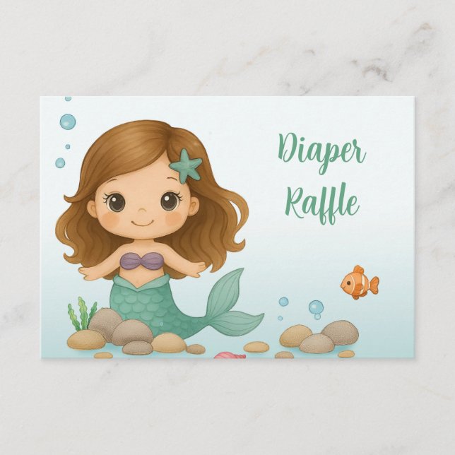 Simple cute little mermaid  enclosure card tilläggskort (Framsida)