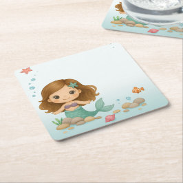 Simple cute little mermaid underlägg papper kvadrat