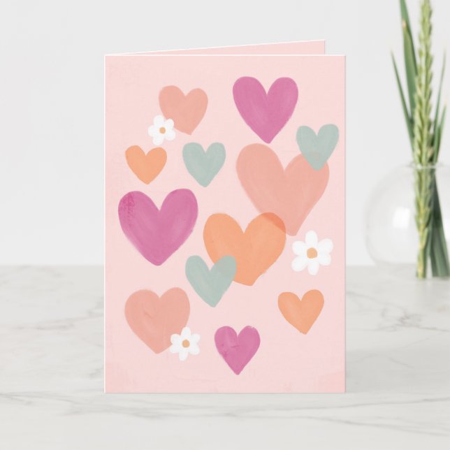 Simple Cute Modern Hearts Valentine Day Helgkort (Framsida)