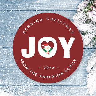 Simple Cute Santa & Holly Berries Jul Joy Runt Klistermärke