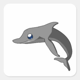 Simple Cute Tecknad Dolphin Kawaii Fyrkantigt Klistermärke