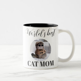 Simple Cute World's Best Cat Mamma Photo Två-Tonad Mugg