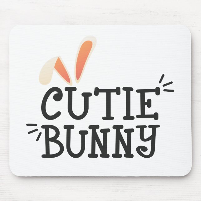Simple Cutie Bunny Påsk Typografi | Mousepad Musmatta (Framsidan)