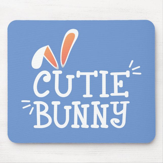 Simple Cutie Bunny Påsk Typografi | Mousepad Musmatta (Framsidan)
