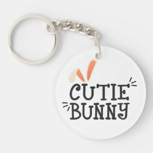 Simple Cutie Bunny Påsk Typografi Nyckelkedja
