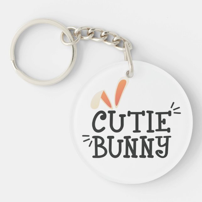 Simple Cutie Bunny Påsk Typografi | Nyckelkedja (Framsidan)