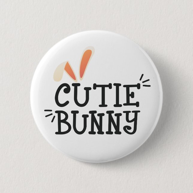 Simple Cutie Bunny Påsk Typografi | PIN-knapp Knapp (Framsida)