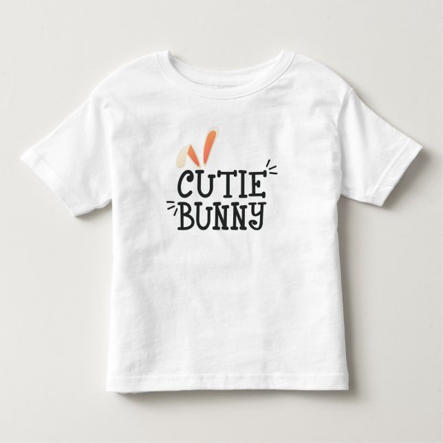 Simple Cutie Bunny Påsk Typografi | T-Shirt (Framsida)