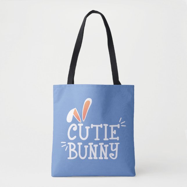 Simple Cutie Bunny Påsk Typografi | Tote Bag Tygkasse (Framsida)