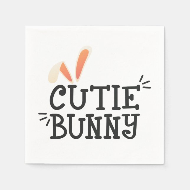 Simple Cutie Bunny Påsk Typograph | Pappersservett (Framsidan)