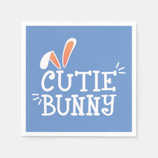 Simple Cutie Bunny Påsk Typograph | Pappersservett (Framsidan)