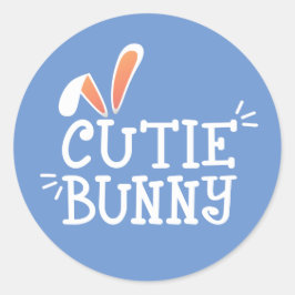 Simple Cutie Bunny Påsk Typograph | Teckningsförse Runt Klistermärke