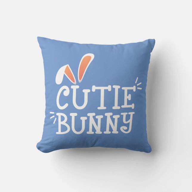 Simple Cutie Bunny Påsk Typography Dekorativ kudde (Framsida)