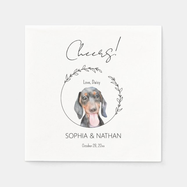 Simple Dachshund Hund Bröllop Cocktail Napkins Pappersservett (Framsidan)