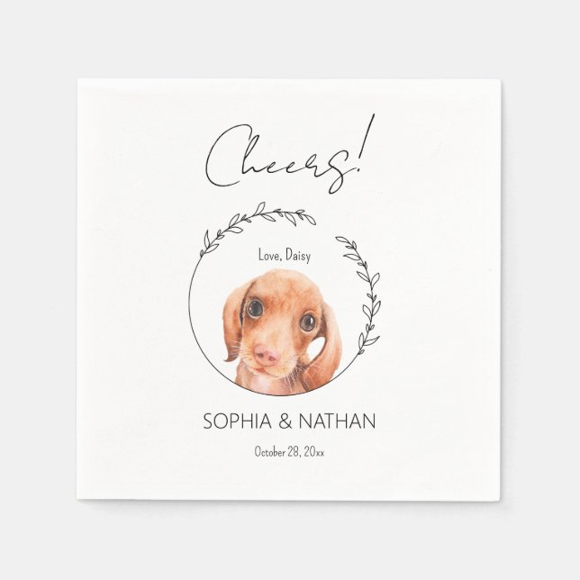 Simple Dachshund Hund Bröllop Cocktail Napkins Pappersservett (Framsidan)