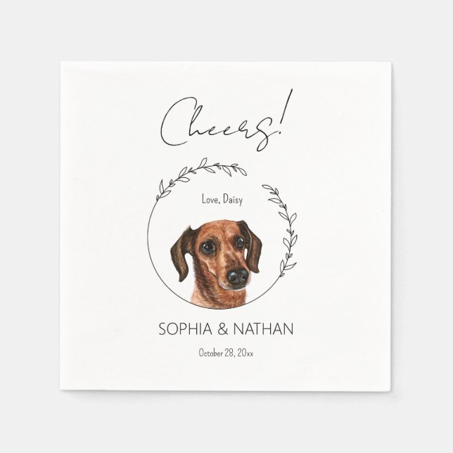 Simple Dachshund Hund Bröllop Cocktail Napkins Pappersservett (Framsidan)