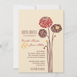 Simple Dahlia - Hösttexturerad Bröllop Inbjudningar