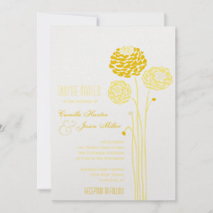 Simple Dahlia - Metallic Guld Bröllop Inbjudningar