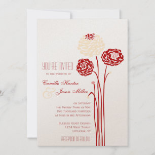 Simple Dahlia - Metallic Red Bröllop Inbjudningar