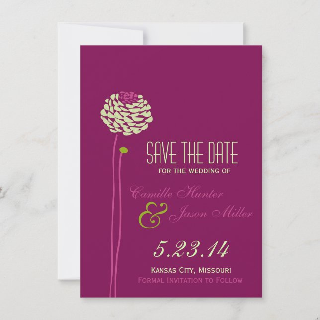Simple Dahlia - Spara datum för Grönt och Lila Datumet (Framsida)