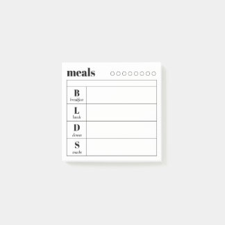 Simple Daily Meal Planner Sticky Notes Pad Post-it Block