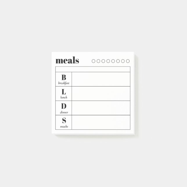 Simple Daily Meal Planner Sticky Notes Pad Post-it Block (Framsida)