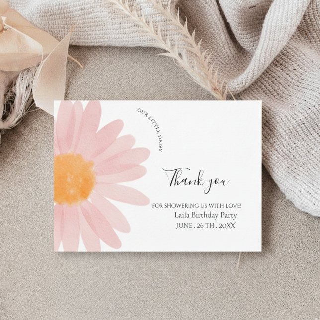 Simple Daisy One Floral 1st Birthday  Tack Kort (Skapare uppladdad)