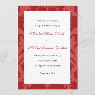 Simple Damask Cranberry Wedding bjudande Inbjudningar