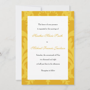 Simple Damask Guld bröllopsinbjudan Inbjudningar