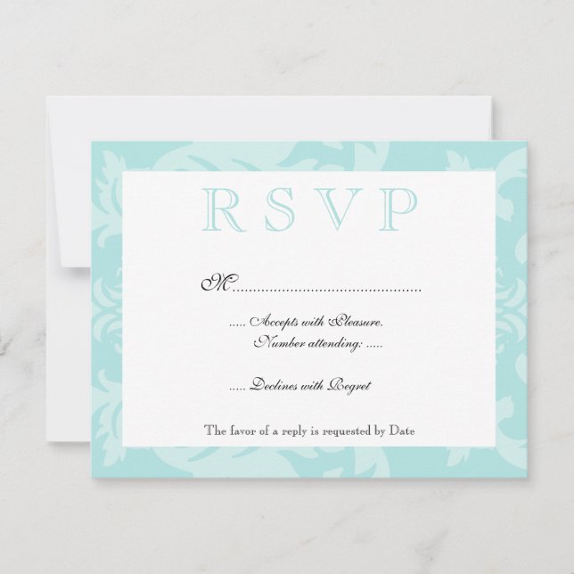 Simple Damask Robin's Egg Blue OSA Kort (Framsida)