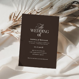 Simple Dark Brown Espresso | Neutral Wedding Inbjudningar