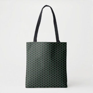 Simple dark green and black line patterned Tote Tygkasse