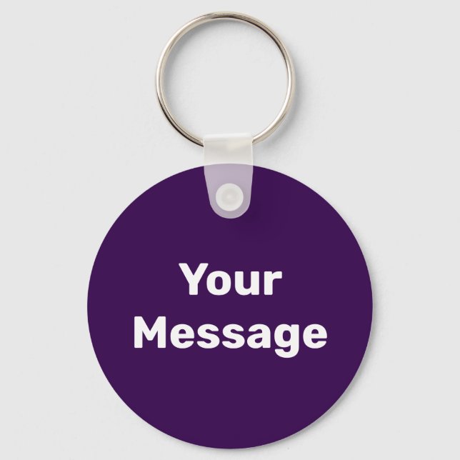 Simple Dark Purple and White Your Message Template Nyckelring (Framsida)