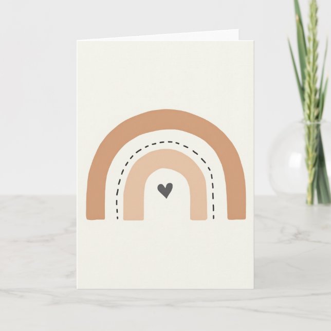 Simple Dashed Rainbow Heart Card Kort (Framsida)