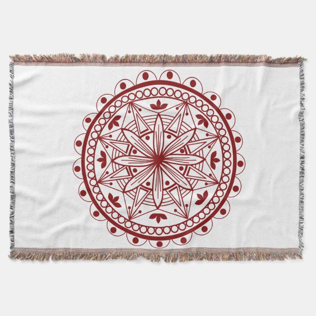 Simple Deep Red Mandala Filt (Framsidan)