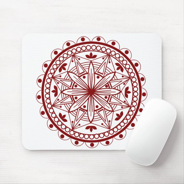 Simple Deep Red Mandala Musmatta (Med mus)