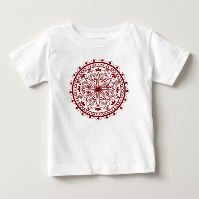 Simple Deep Red Mandala T Shirt (Framsida)