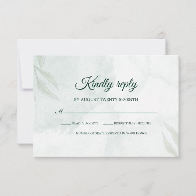 Simple Delicate Floral Wedding RSVP Card OSA Kort (Framsida)