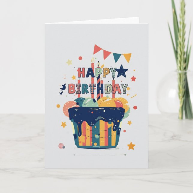simple design birthday card kort (Framsida)