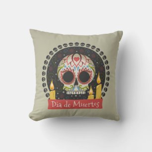 Simple Dia de Muertos Skull & Candles Dekorativ ku Kudde
