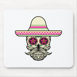Simple Dia de Muertos Skull med Hat Mousepad Musmatta