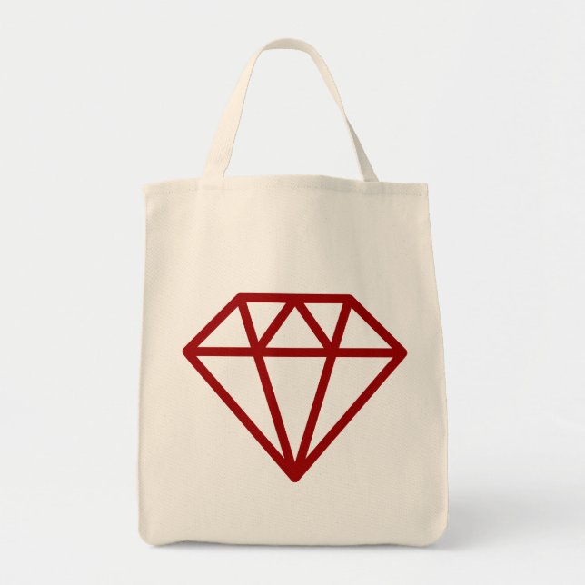 Simple Diamond - Ruby Red on Natural Tygkasse (Framsidan)