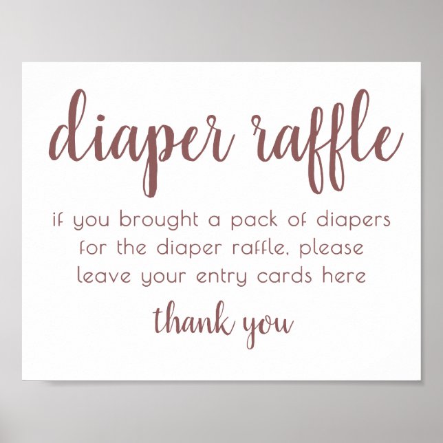 Simple Diaper Raffle | Mauve Rosa Baby Shower Poster (Framsidan)