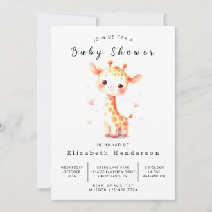 Simple Digital Giraffe Baby Shower Inbjudningar