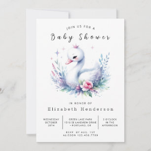 Simple Digital Svan Baby Shower Inbjudningar