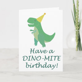 Simple Dino-Mite Dinosaur Birthday Hat T-Rex Kort