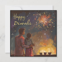 Simple Diwali Julhälsningar-/inbjudningskort